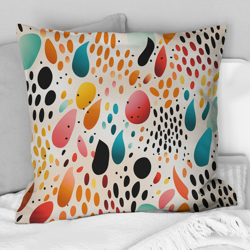 Designart Cheetah Rainbow Deluge Polka Dots Printed Throw Pillow